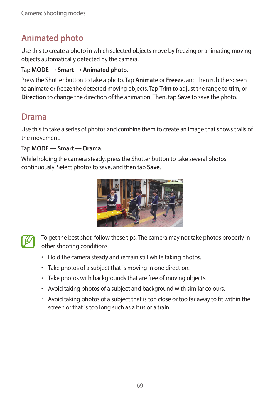 Animated photo, Drama | Samsung EK-GC200ZWAXAR User Manual | Page 69 / 166