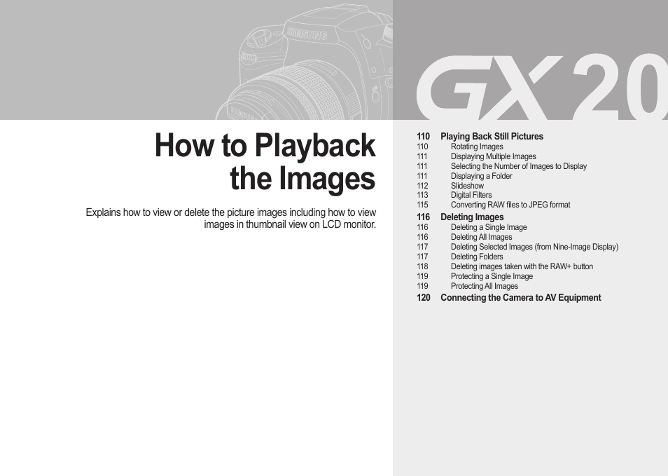 How to playback the images | Samsung ER-GX20ZBBB-E1 User Manual | Page 110 / 163