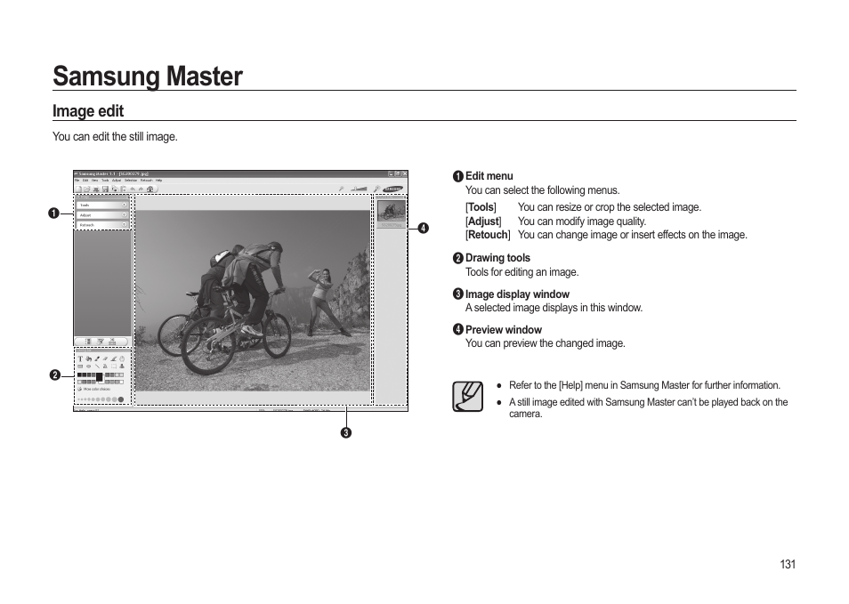 Samsung master, Image edit | Samsung ER-GX20ZBBB-E1 User Manual | Page 132 / 163