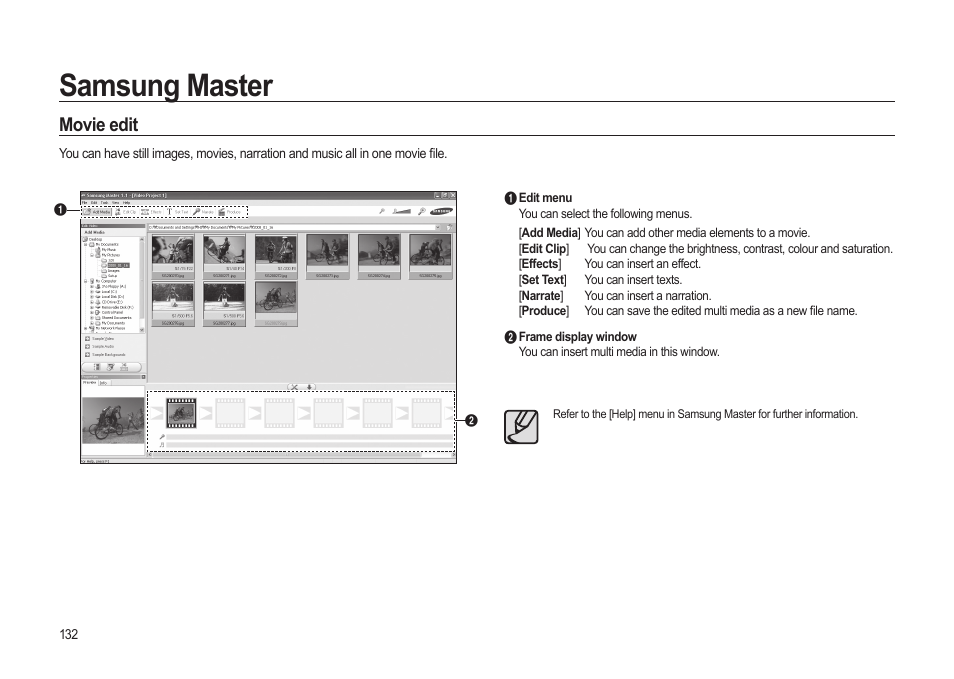 Samsung master, Movie edit | Samsung ER-GX20ZBBB-E1 User Manual | Page 133 / 163