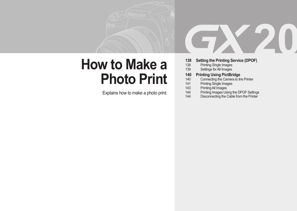 How to make a photo print | Samsung ER-GX20ZBBB-E1 User Manual | Page 138 / 163