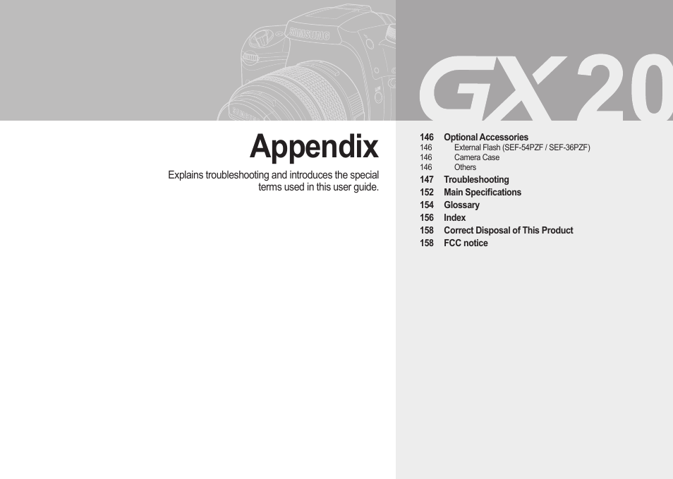 Appendix | Samsung ER-GX20ZBBB-E1 User Manual | Page 146 / 163