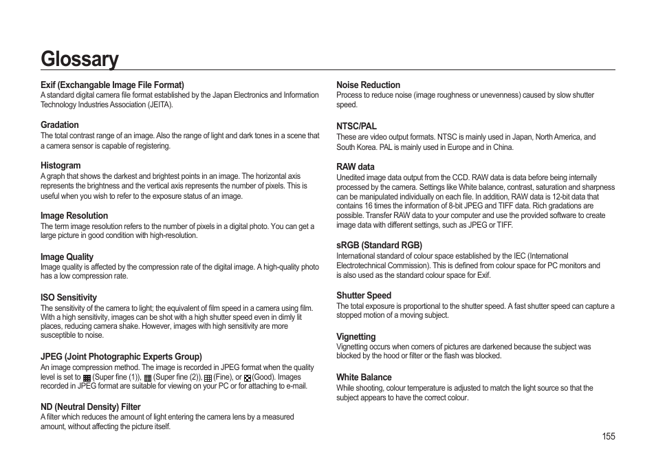 Glossary | Samsung ER-GX20ZBBB-E1 User Manual | Page 156 / 163