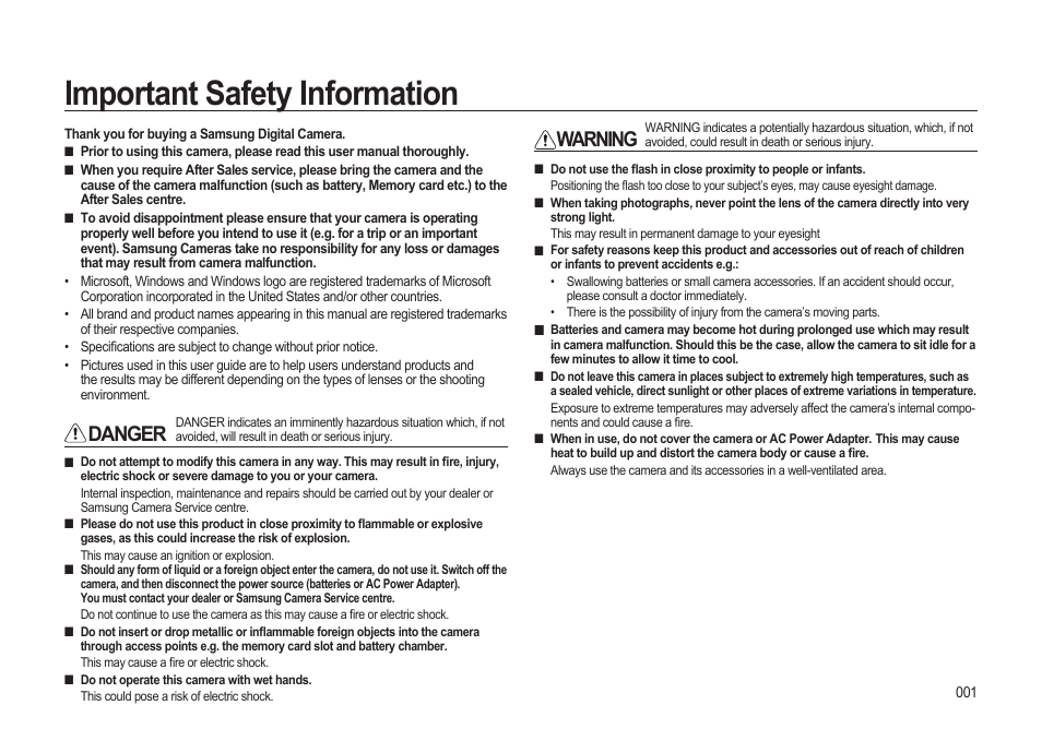 Important safety information, Danger, Warning | Samsung ER-GX20ZBBB-E1 User Manual | Page 2 / 163