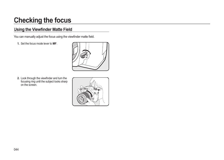 Checking the focus | Samsung ER-GX20ZBBB-E1 User Manual | Page 45 / 163