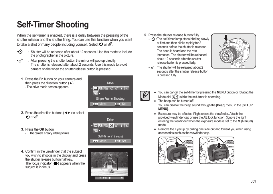 Self-timer shooting | Samsung ER-GX20ZBBB-E1 User Manual | Page 52 / 163