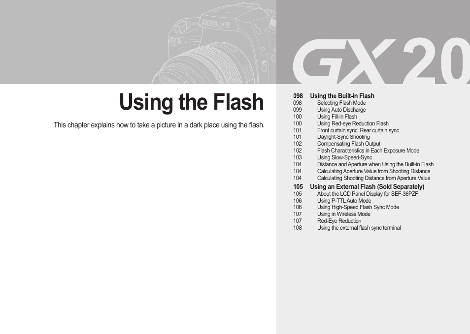 Using the flash | Samsung ER-GX20ZBBB-E1 User Manual | Page 98 / 163