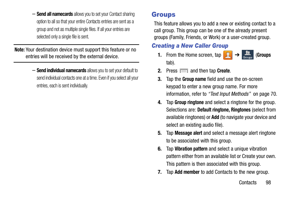 Groups | Samsung SGH-T999MBBTMB User Manual | Page 105 / 351