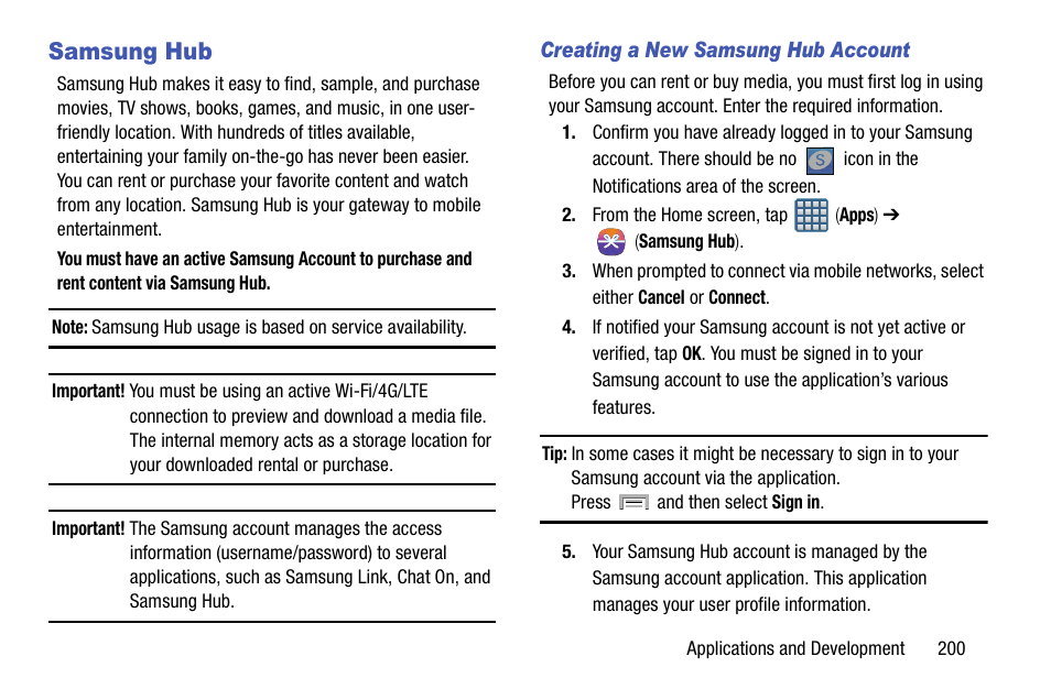 Samsung hub | Samsung SGH-T999MBBTMB User Manual | Page 207 / 351