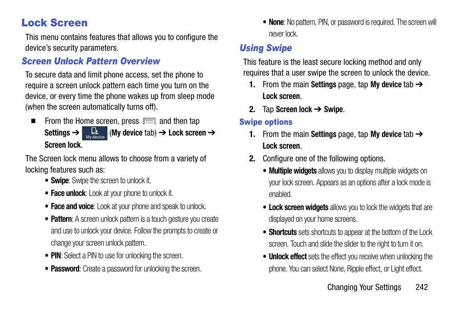 Lock screen | Samsung SGH-T999MBBTMB User Manual | Page 249 / 351