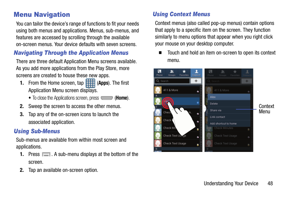 Menu navigation | Samsung SGH-T999MBBTMB User Manual | Page 55 / 351