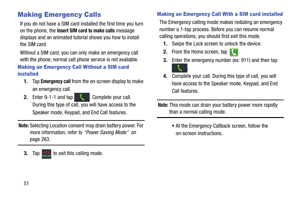 Making emergency calls | Samsung SGH-T999MBBTMB User Manual | Page 58 / 351