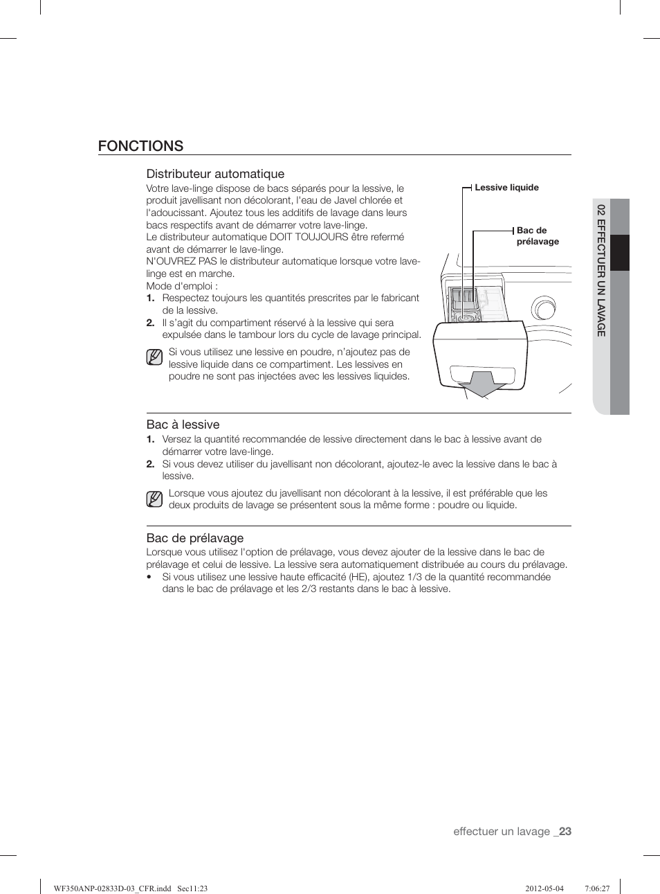 Fonctions | Samsung WF350ANR-XAA User Manual | Page 103 / 120