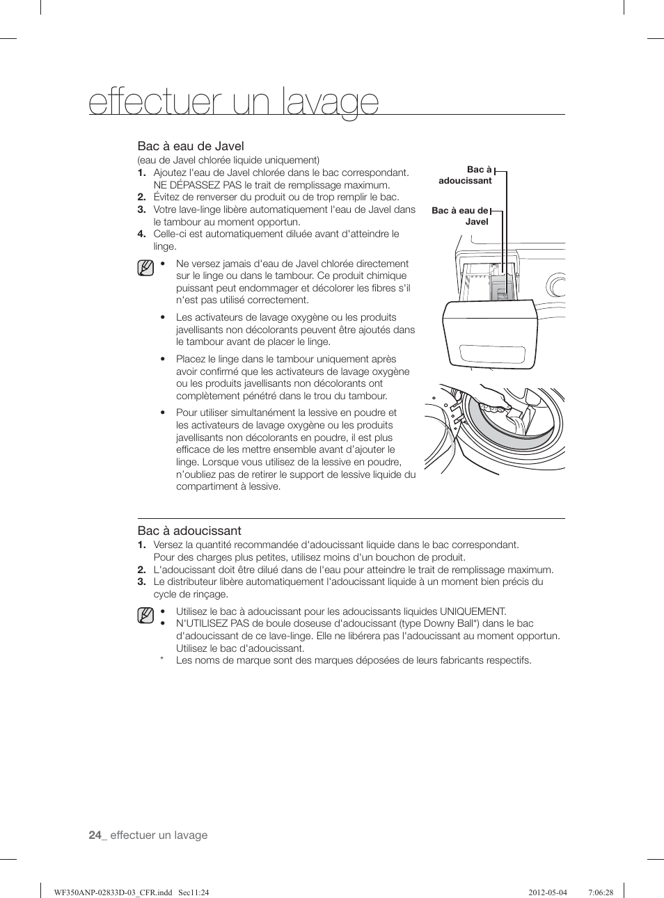 Effectuer un lavage | Samsung WF350ANR-XAA User Manual | Page 104 / 120