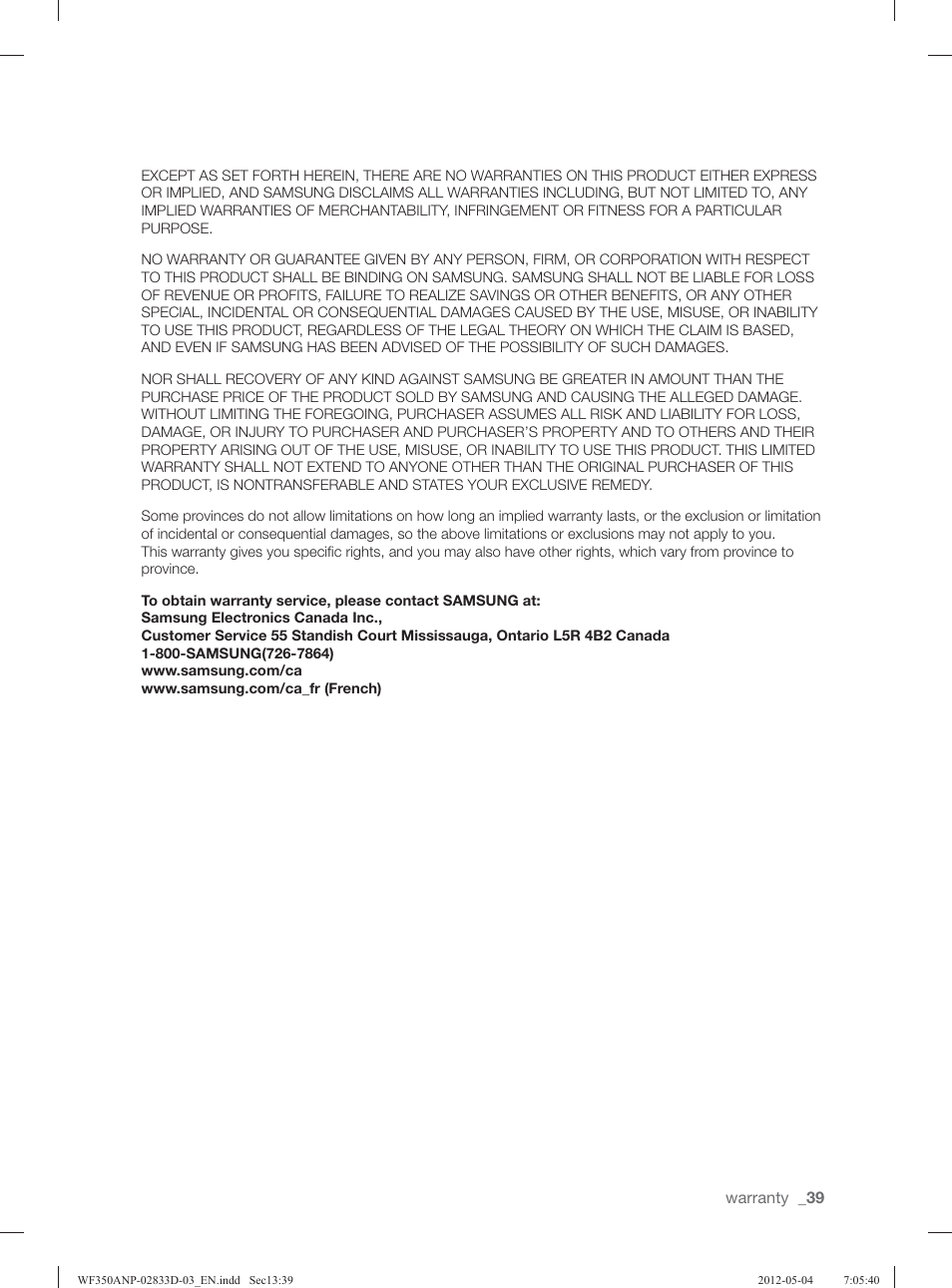 Samsung WF350ANR-XAA User Manual | Page 39 / 120
