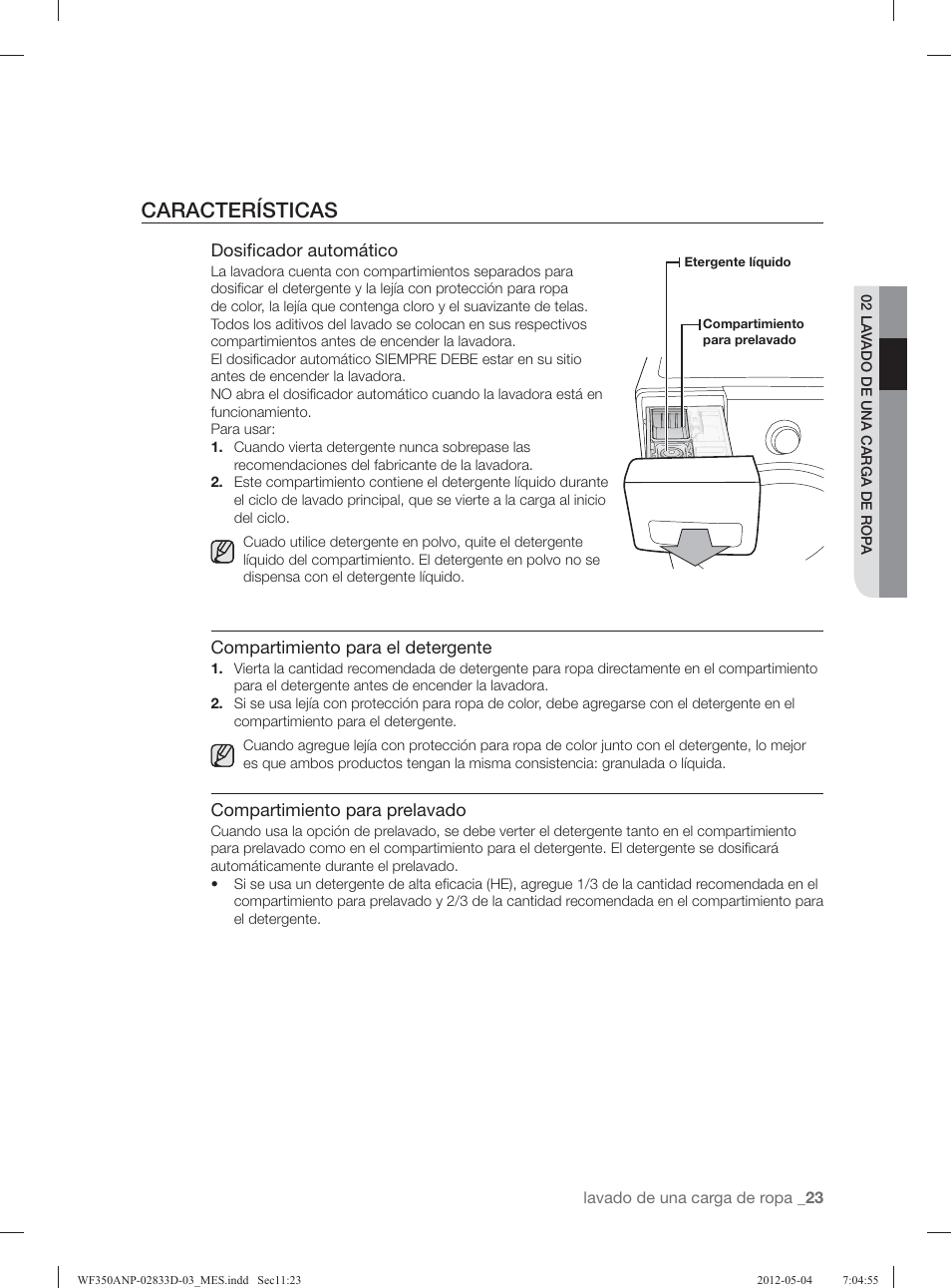 Características | Samsung WF350ANR-XAA User Manual | Page 63 / 120