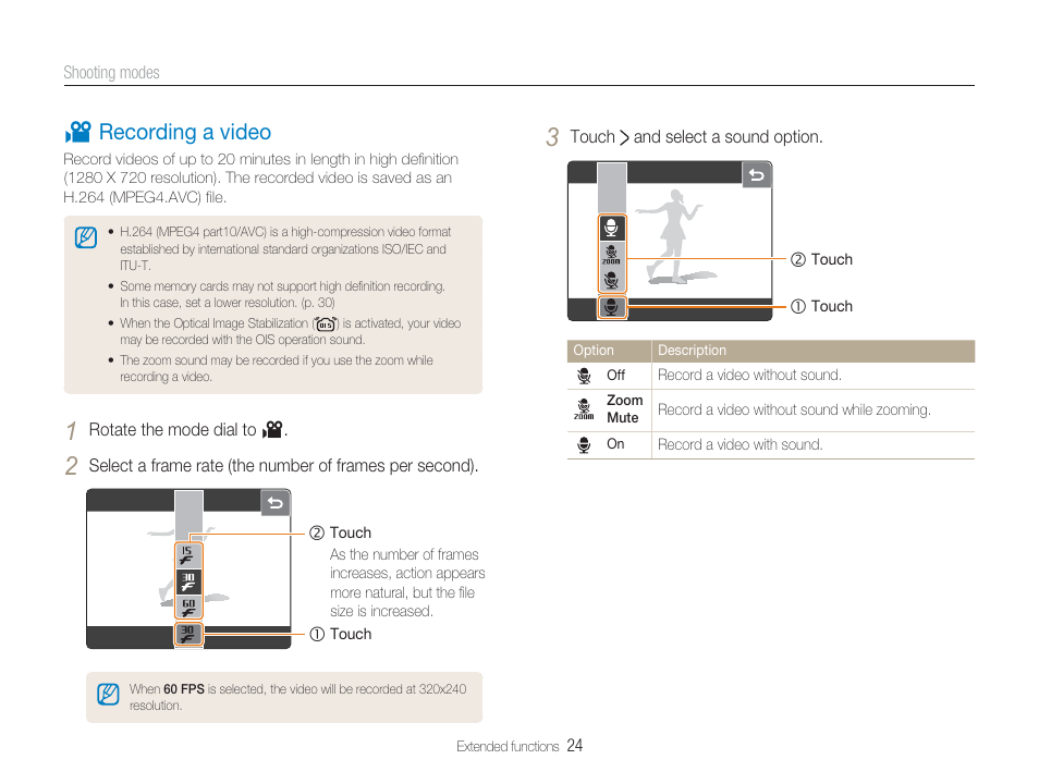 3 recording a video | Samsung EC-TL34HBBA-US User Manual | Page 25 / 87