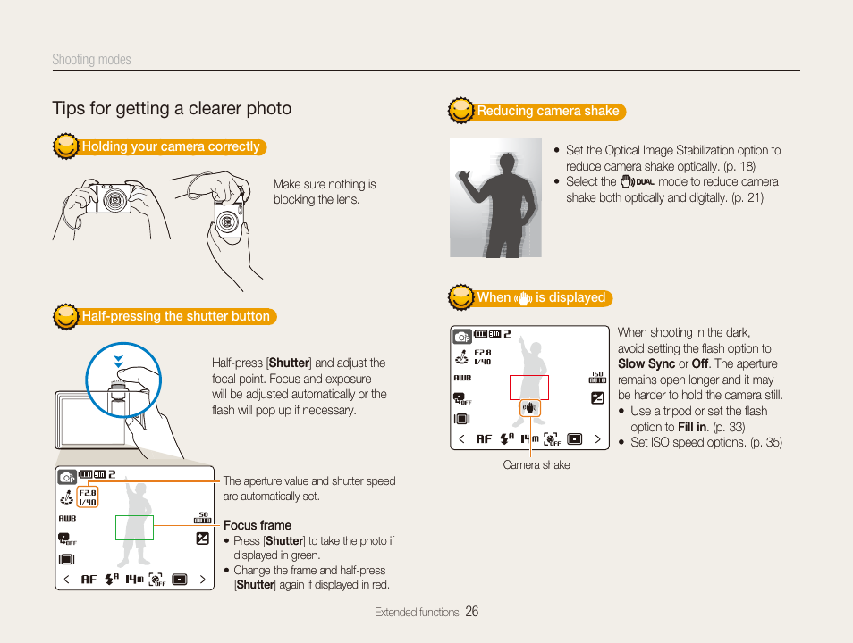 Tips for getting a clearer photo | Samsung EC-TL34HBBA-US User Manual | Page 27 / 87