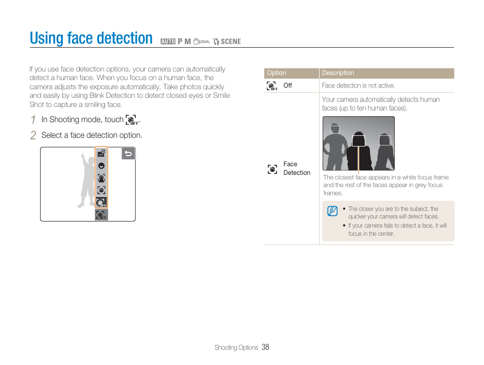 Using face detection | Samsung EC-TL34HBBA-US User Manual | Page 39 / 87