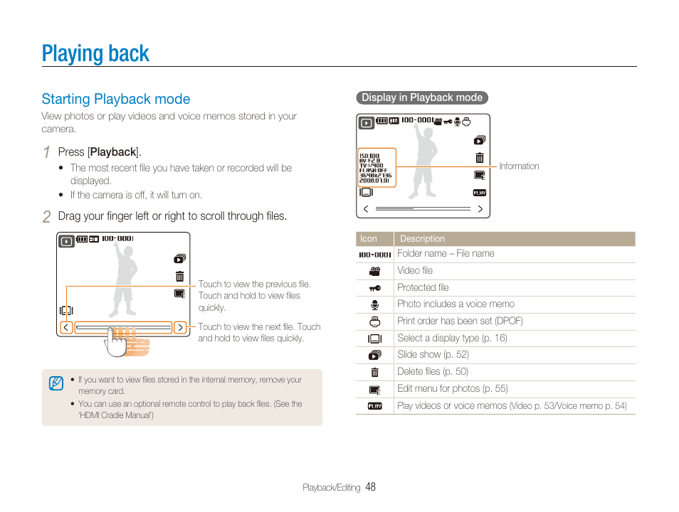 Playing back, Starting playback mode | Samsung EC-TL34HBBA-US User Manual | Page 49 / 87