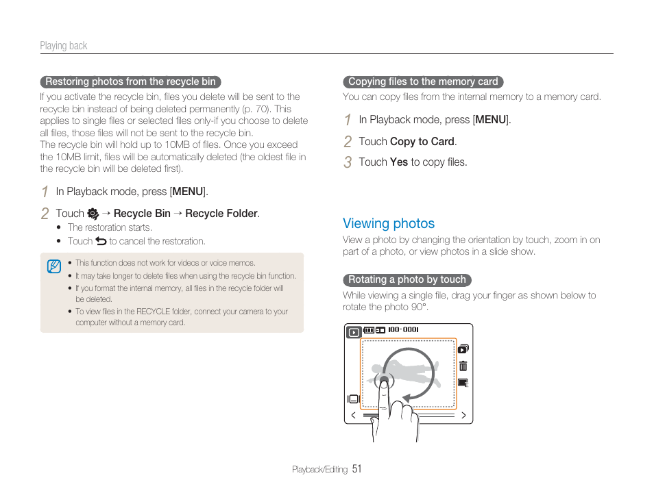 Viewing photos | Samsung EC-TL34HBBA-US User Manual | Page 52 / 87