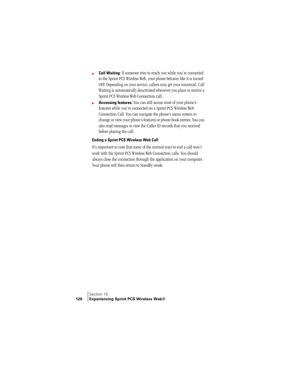 Ending a sprint pcs wireless web call | Samsung SPH-A460ZSABMC User Manual | Page 120 / 159