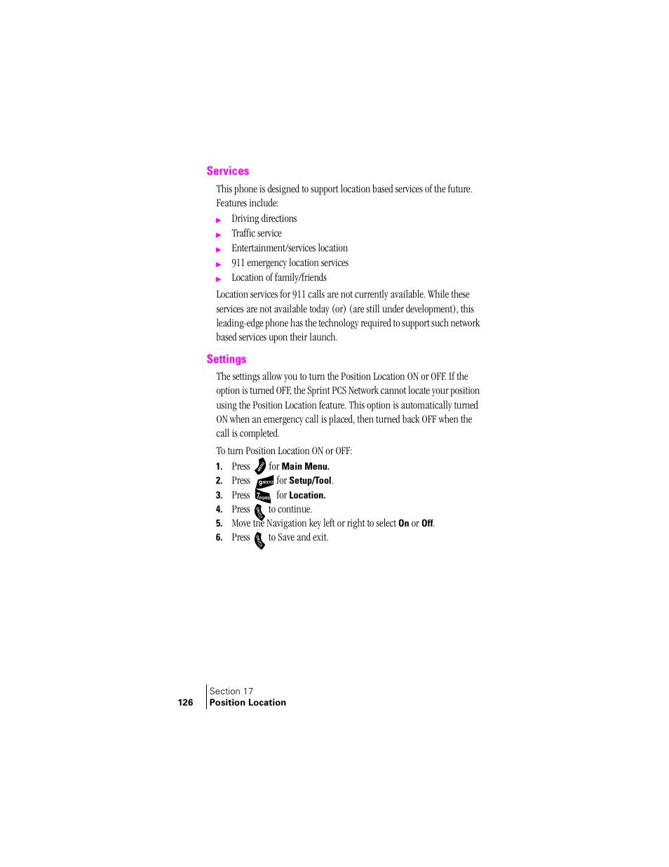 Services, Settings | Samsung SPH-A460ZSABMC User Manual | Page 126 / 159