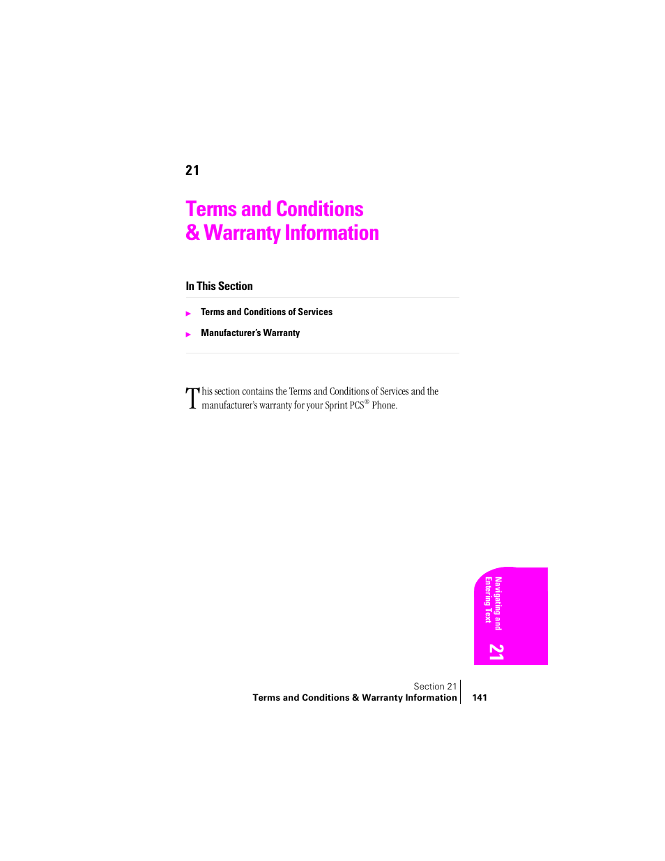 Terms and conditions & warranty information | Samsung SPH-A460ZSABMC User Manual | Page 141 / 159