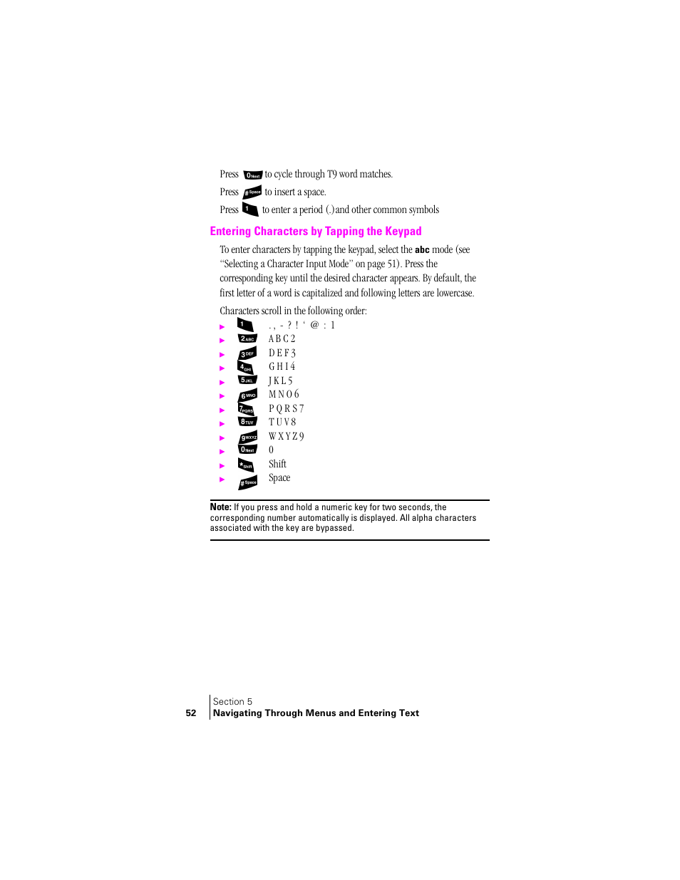 Entering characters by tapping the keypad | Samsung SPH-A460ZSABMC User Manual | Page 52 / 159