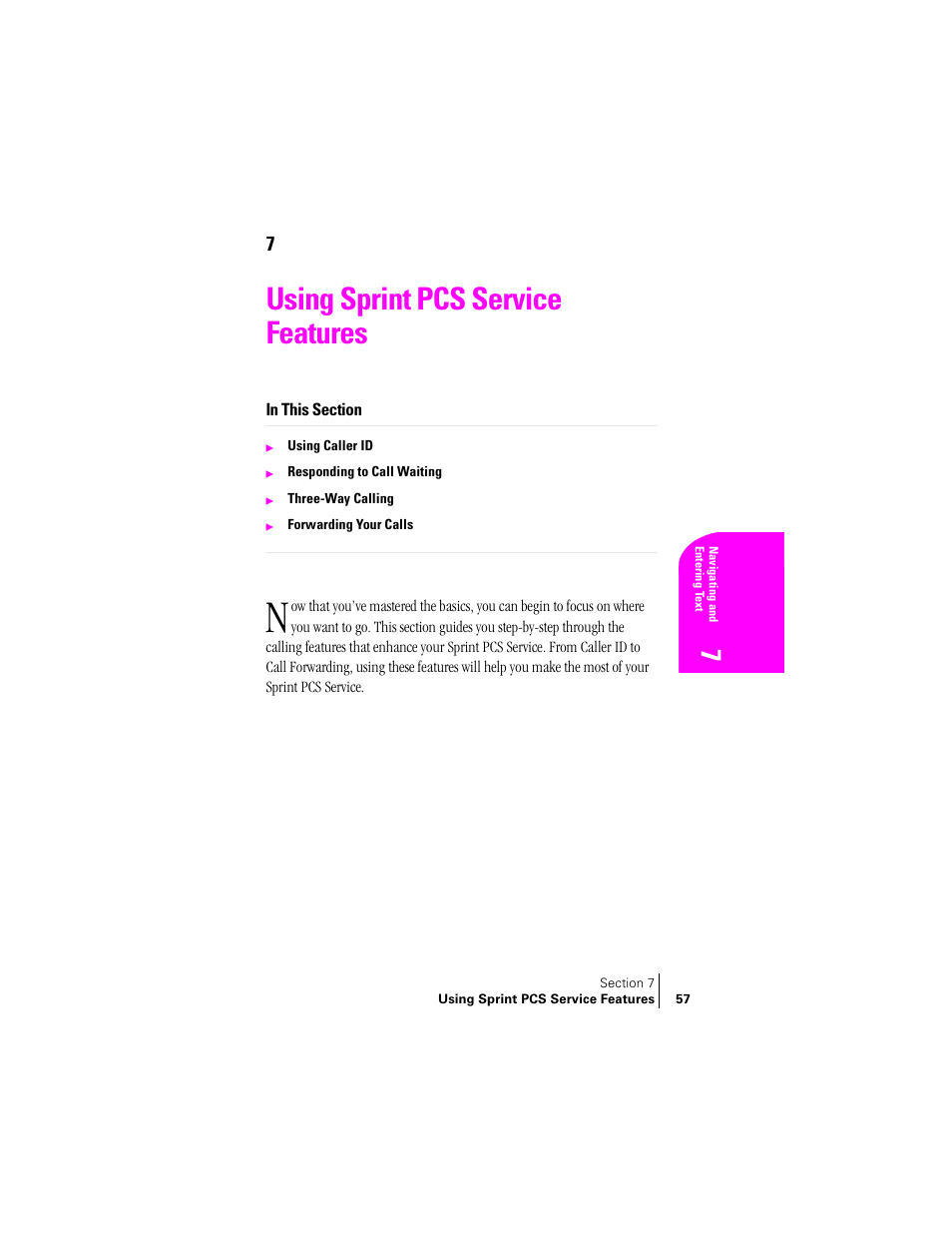 Using sprint pcs service features | Samsung SPH-A460ZSABMC User Manual | Page 57 / 159