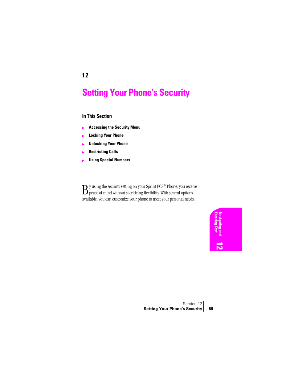 Setting your phone’s security | Samsung SPH-A460ZSABMC User Manual | Page 89 / 159