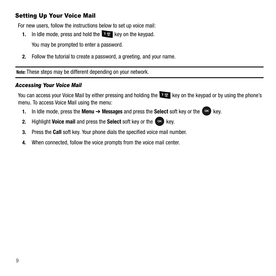 Setting up your voice mail | Samsung SGH-T109OGATMB User Manual | Page 12 / 128