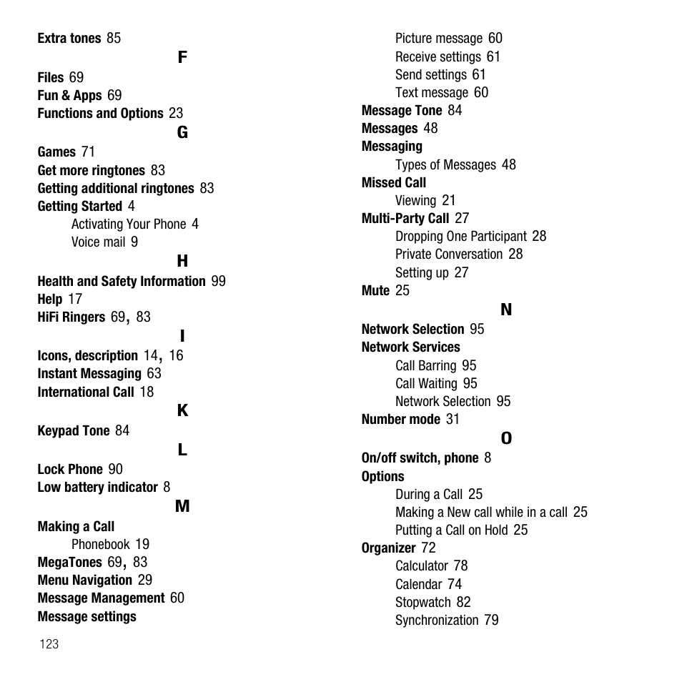 Samsung SGH-T109OGATMB User Manual | Page 126 / 128