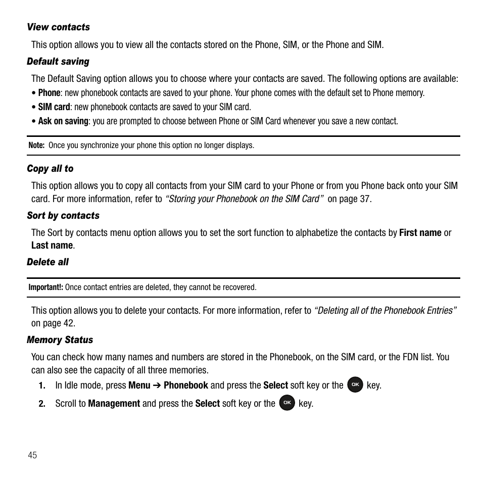 Samsung SGH-T109OGATMB User Manual | Page 48 / 128