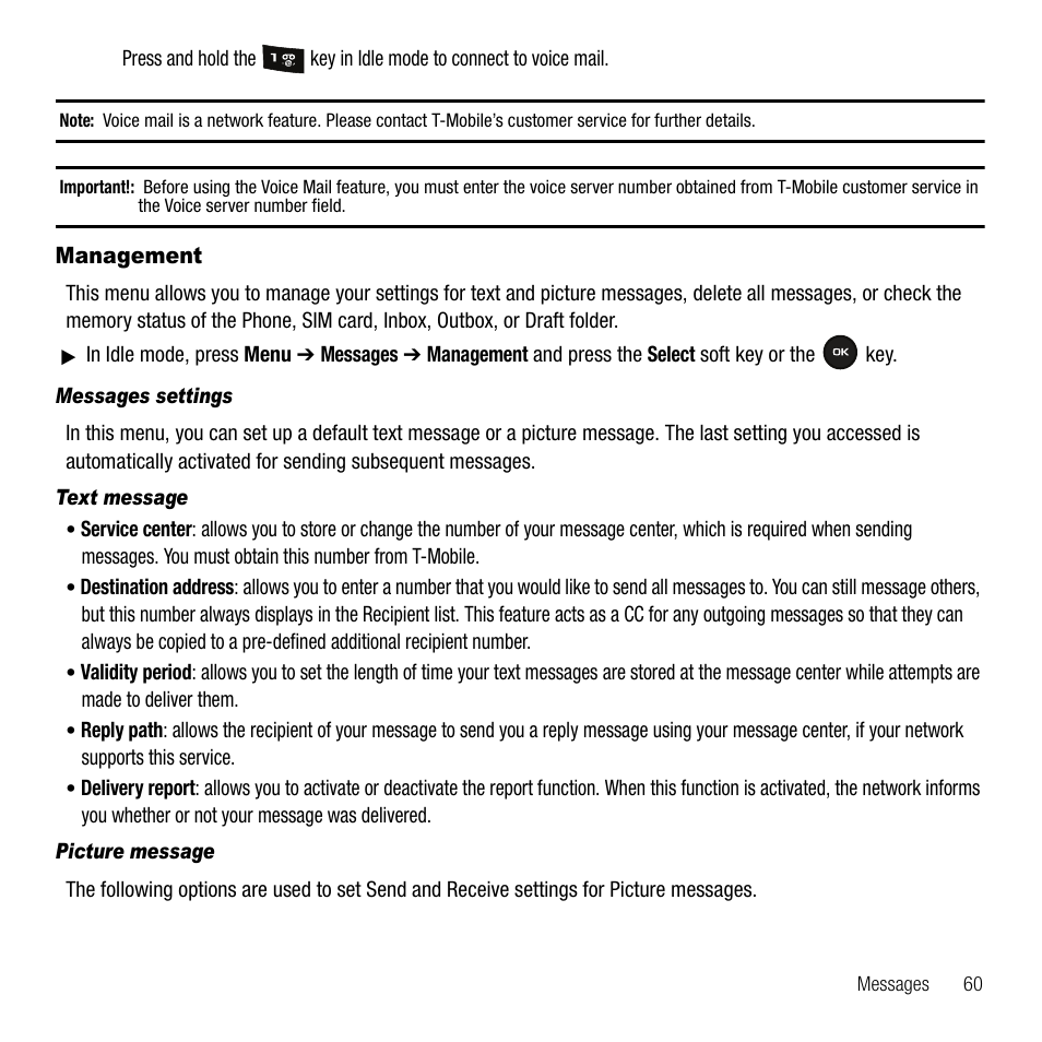 Management | Samsung SGH-T109OGATMB User Manual | Page 63 / 128