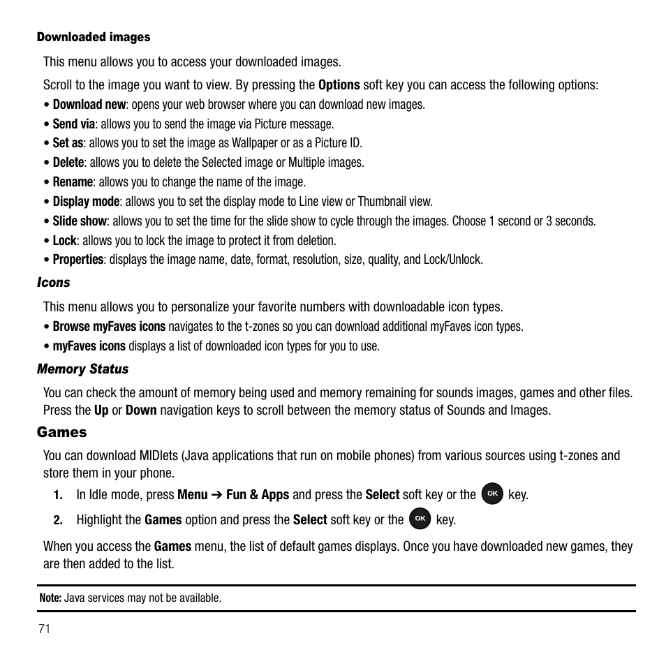 Games | Samsung SGH-T109OGATMB User Manual | Page 74 / 128