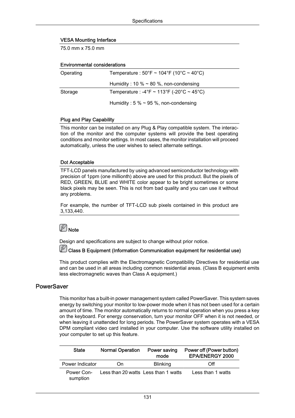 Powersaver | Samsung LS22MYZKFV-XAA User Manual | Page 132 / 172