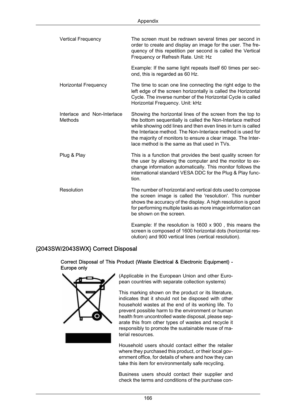 2043sw/2043swx} correct disposal | Samsung LS22MYZKFV-XAA User Manual | Page 167 / 172