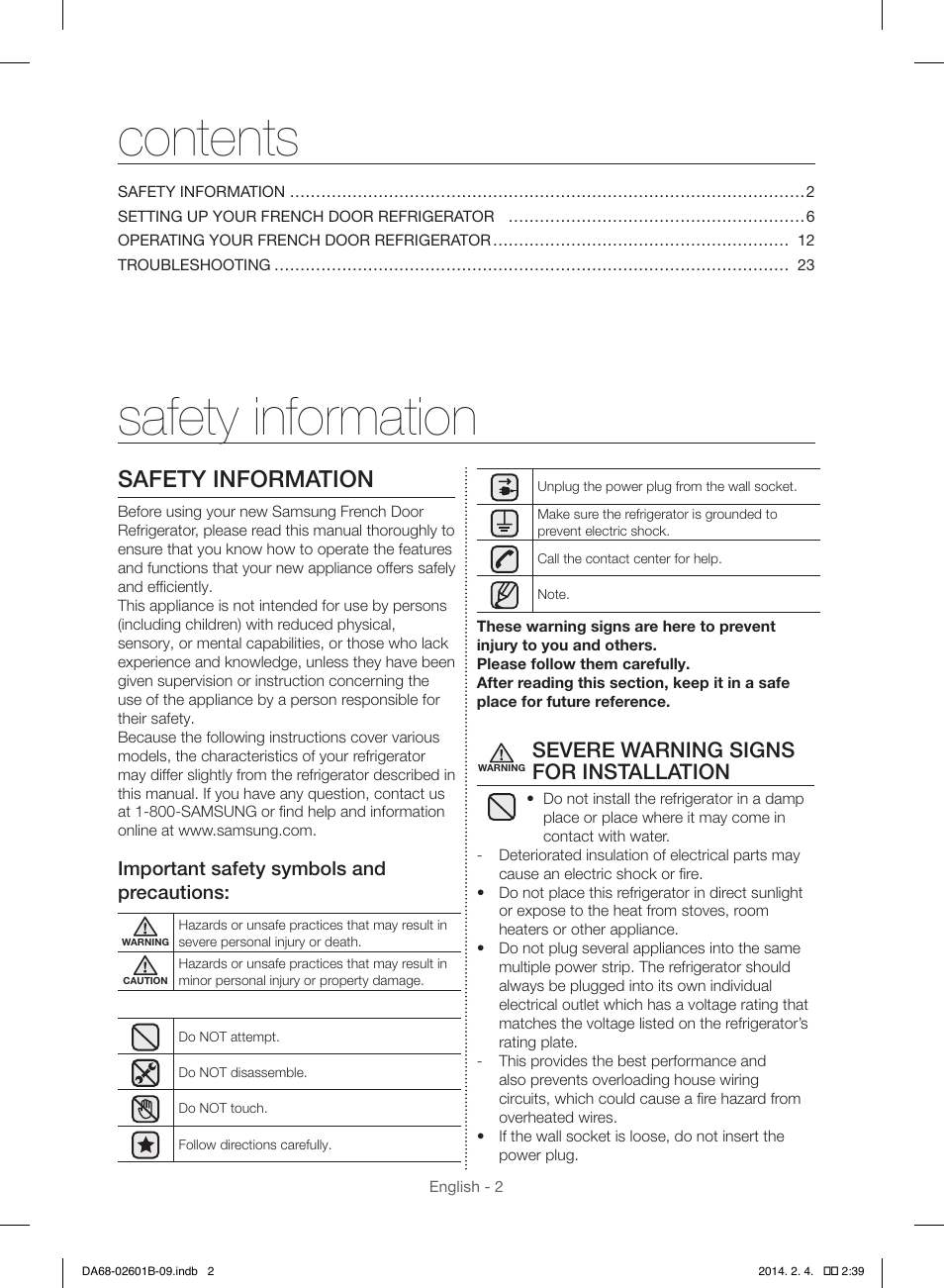 Samsung RF261BIAESR-AA User Manual | Page 2 / 84