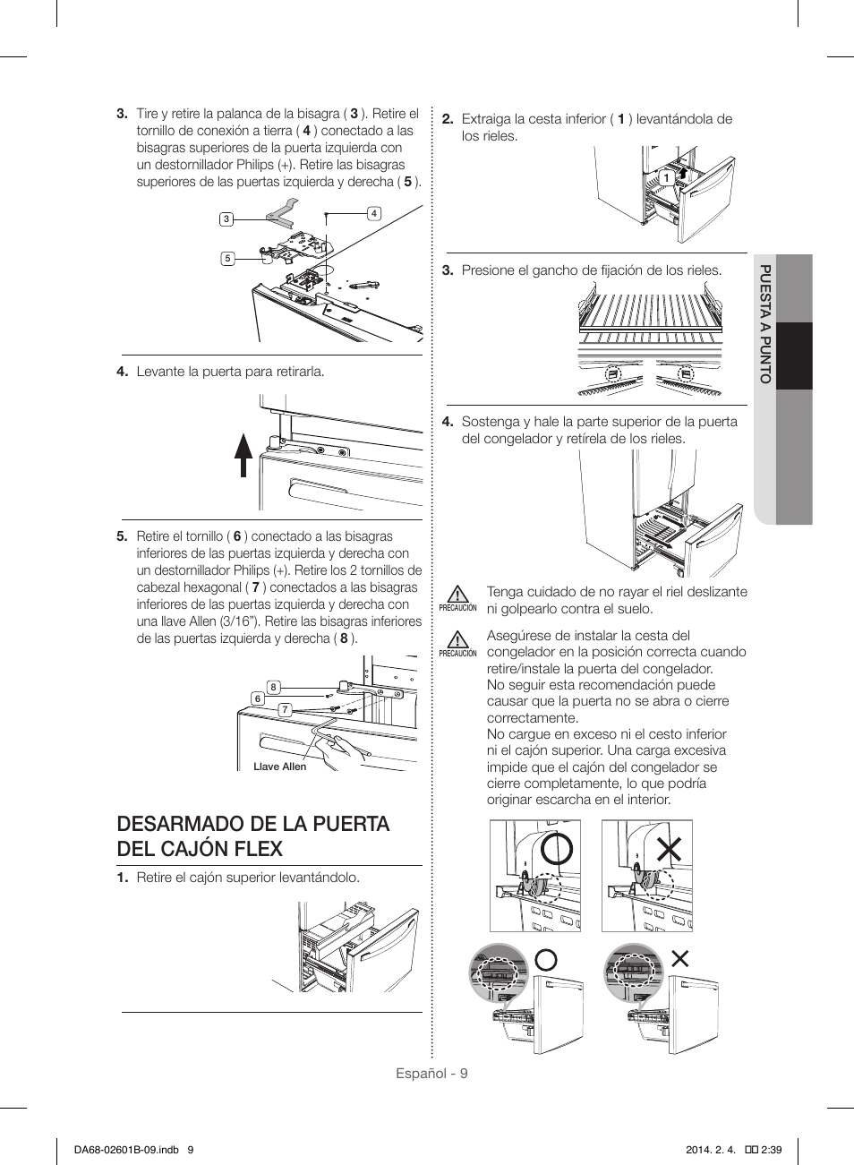 Desarmado de la puerta del cajón flex | Samsung RF261BIAESR-AA User Manual | Page 37 / 84