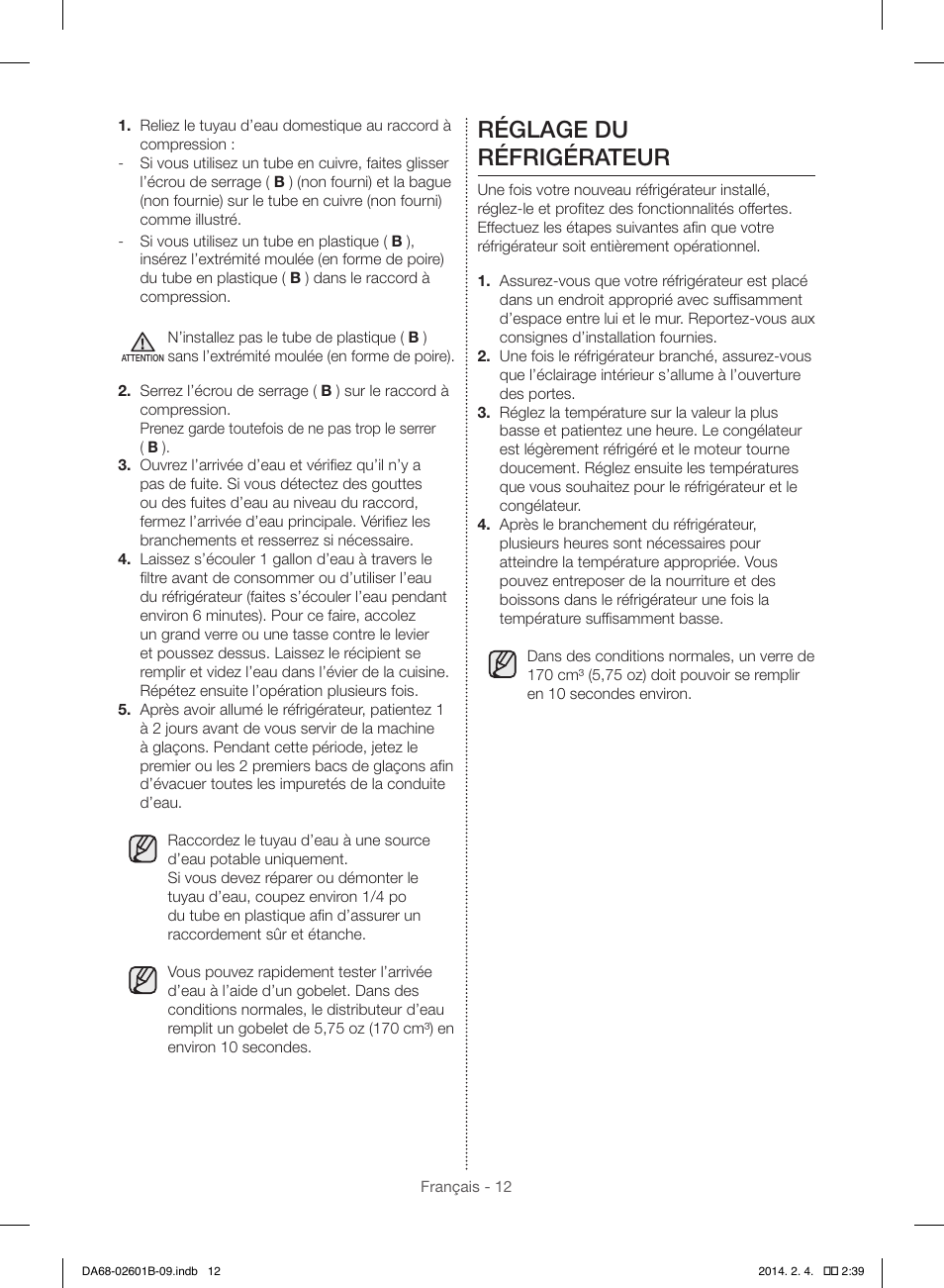 Réglage du réfrigérateur | Samsung RF261BIAESR-AA User Manual | Page 68 / 84