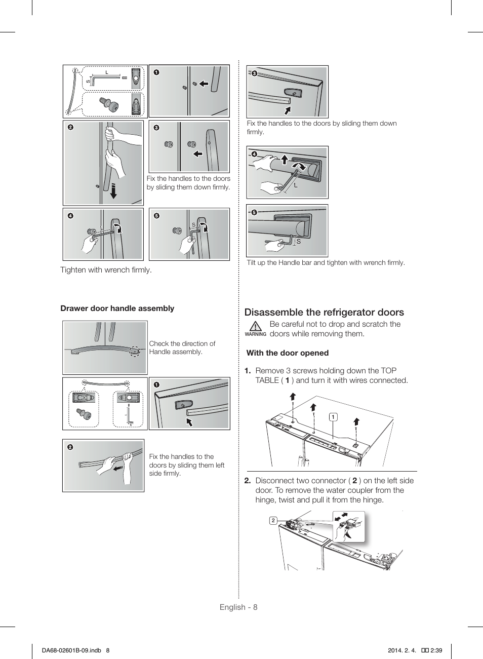 Disassemble the refrigerator doors | Samsung RF261BIAESR-AA User Manual | Page 8 / 84