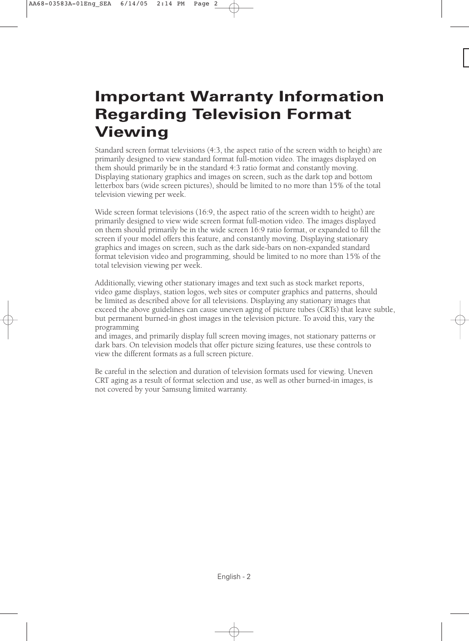 Samsung TXR2735X-XAA User Manual | Page 2 / 64