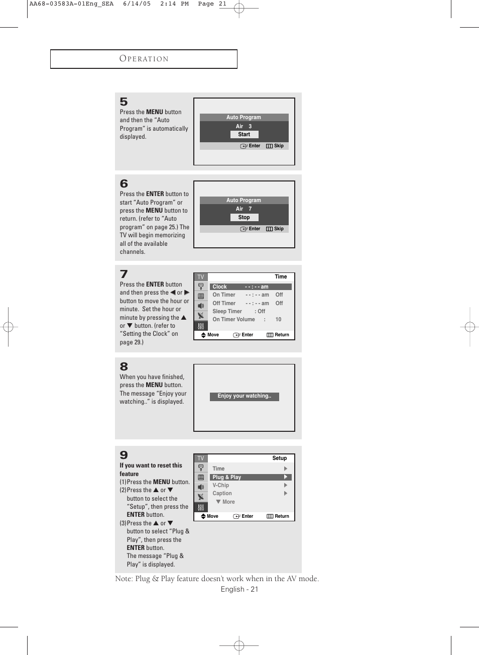 Samsung TXR2735X-XAA User Manual | Page 21 / 64