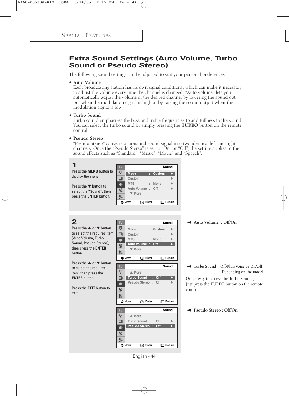 Samsung TXR2735X-XAA User Manual | Page 44 / 64