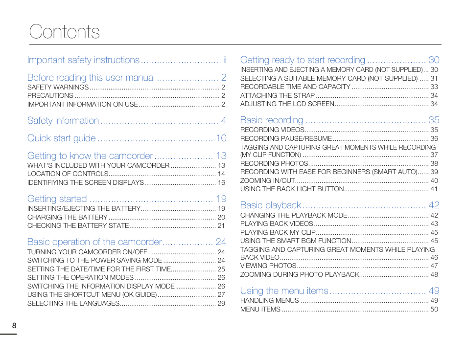 Samsung HMX-F80BN-XAA User Manual | Page 12 / 111