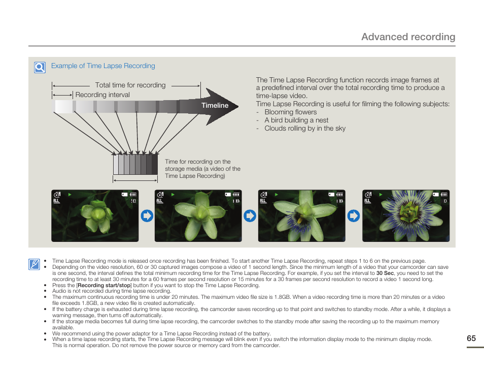 Advanced recording | Samsung HMX-F80BN-XAA User Manual | Page 69 / 111