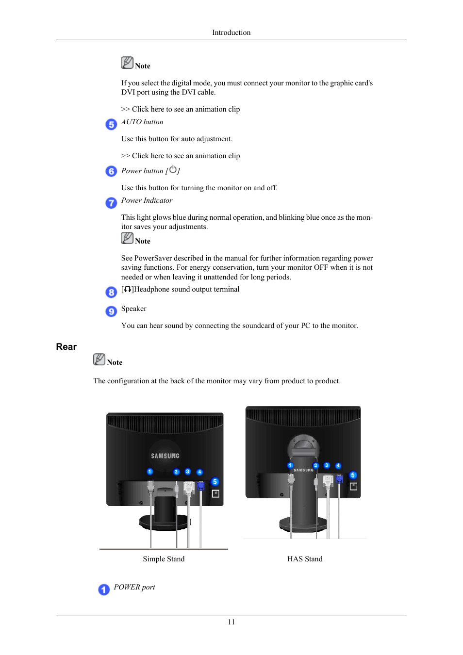 Rear | Samsung LS19MYMRBQ-XAA User Manual | Page 12 / 71