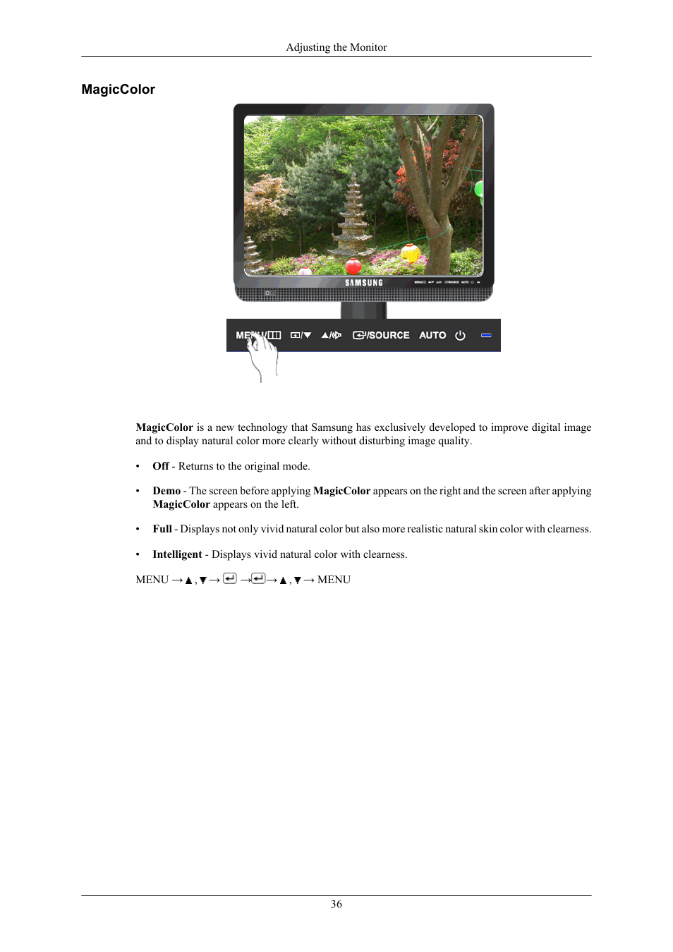 Magiccolor | Samsung LS19MYMRBQ-XAA User Manual | Page 37 / 71