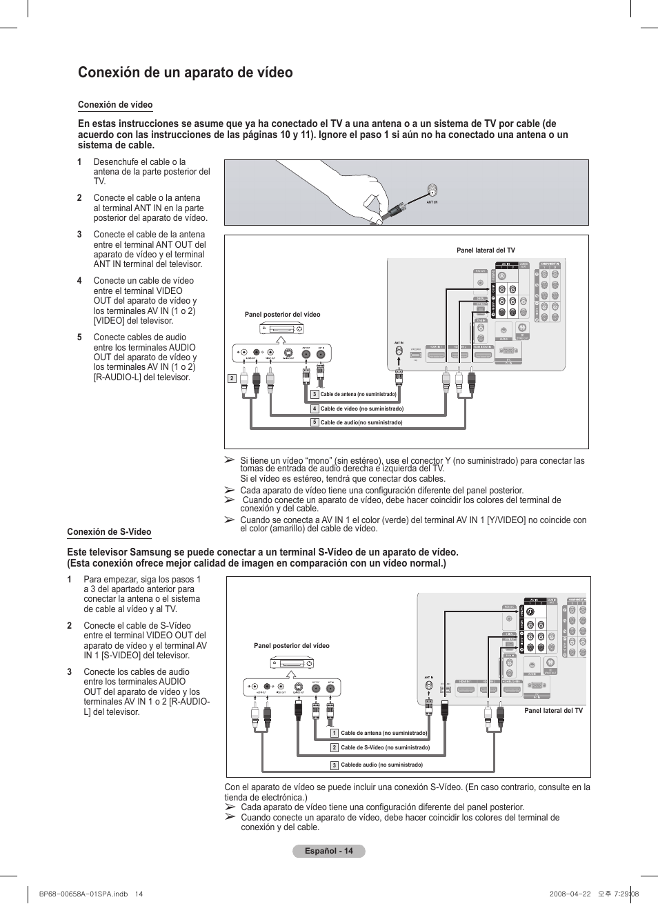 Conexión de un aparato de vídeo | Samsung HL67A750A1FXZA User Manual | Page 114 / 195